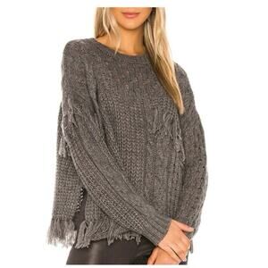 Cupcakes & Cashmere Gray Fringe Sweater size Large
